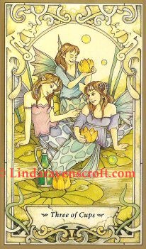 Tarot Thrones:  3 Cups from Mystic Faerie Tarot by Linda Ravenscroft